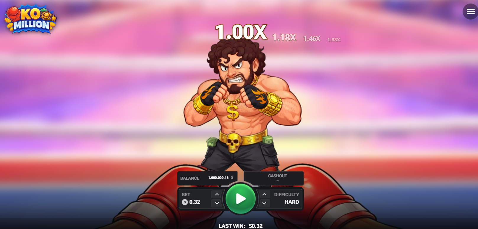 KO Million spelvy med boxare och multiplikator